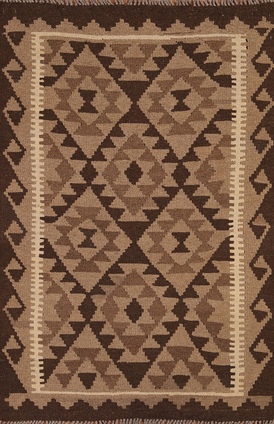 Brown Wool Kilim Oriental Area Rug 3x5