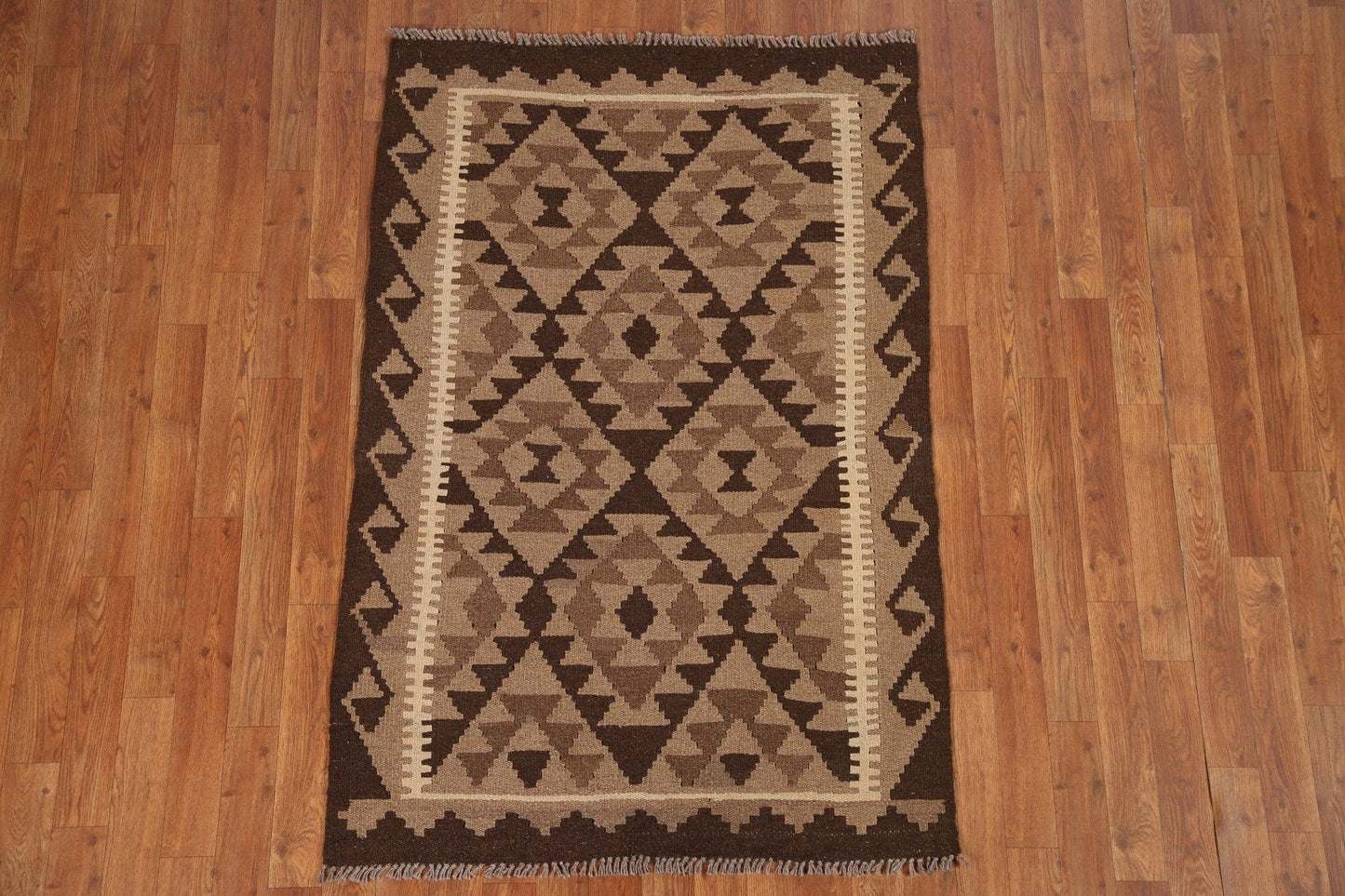 Brown Wool Kilim Oriental Area Rug 3x5