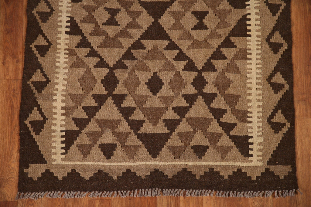 Brown Wool Kilim Oriental Area Rug 3x5