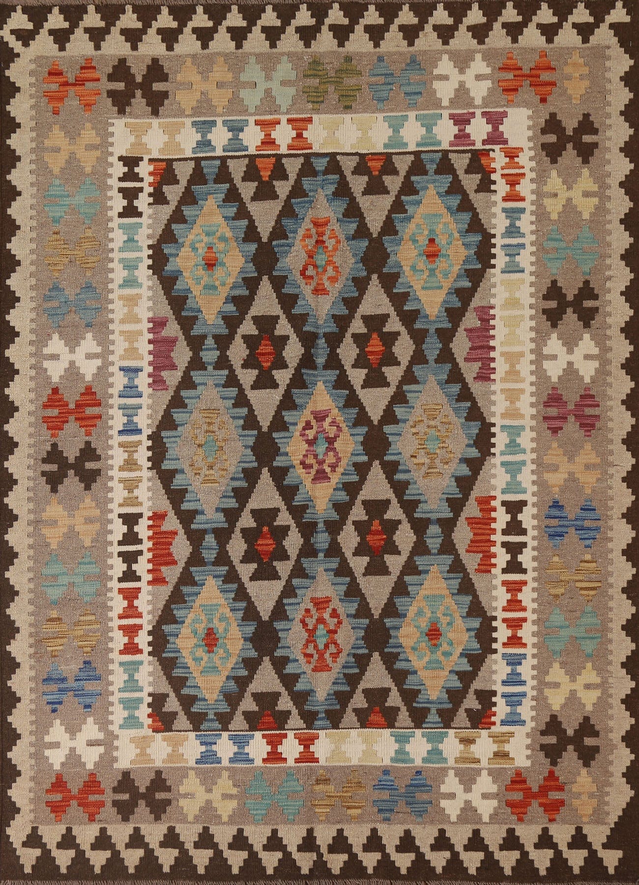 Reversible Wool Kilim Oriental Area Rug 6x8