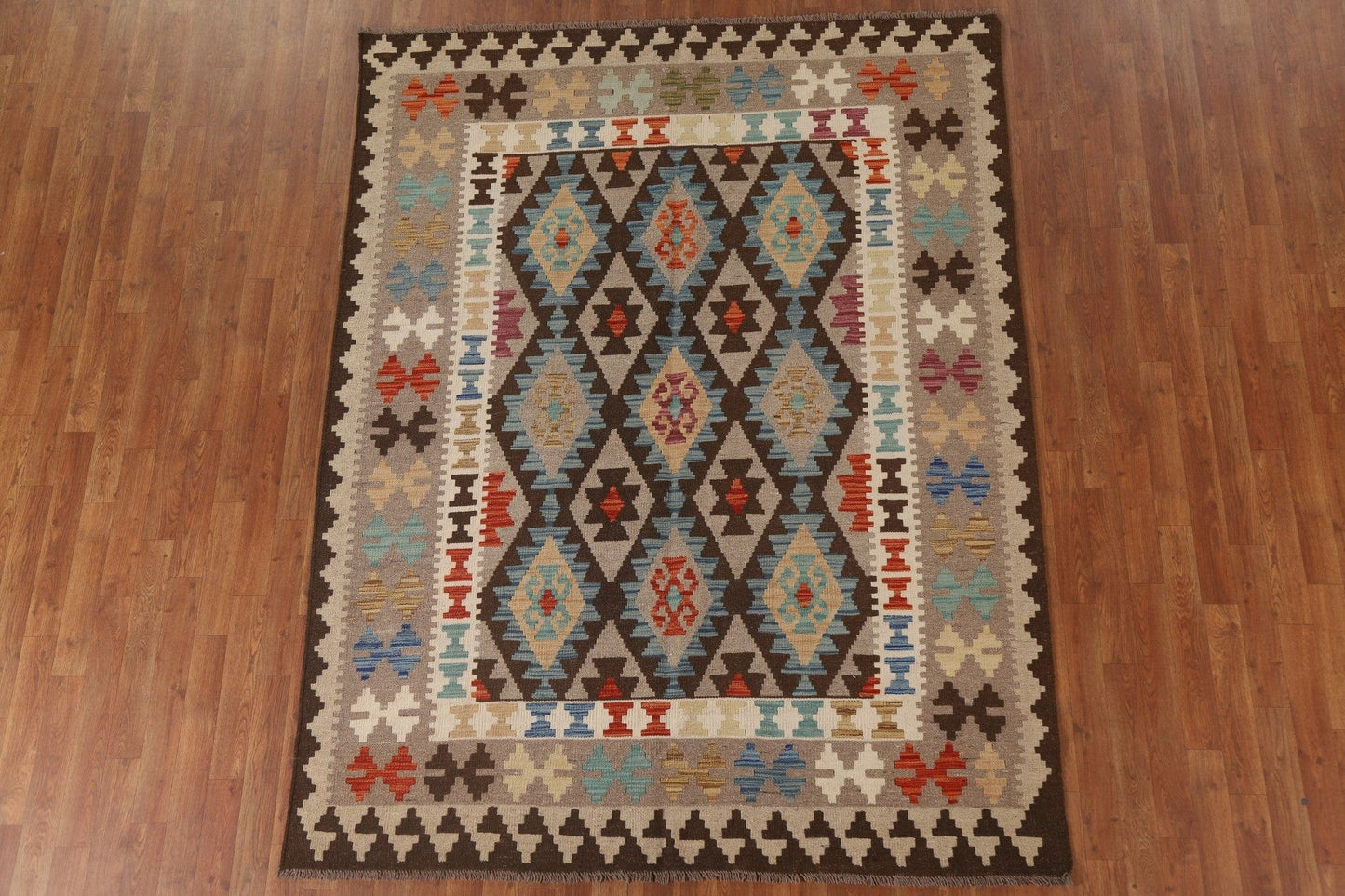 Reversible Wool Kilim Oriental Area Rug 6x8