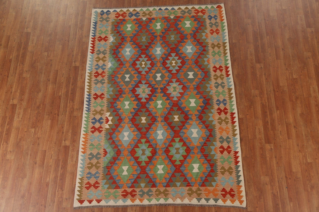 Colorful Kilim Reversible Area Rug 6x8