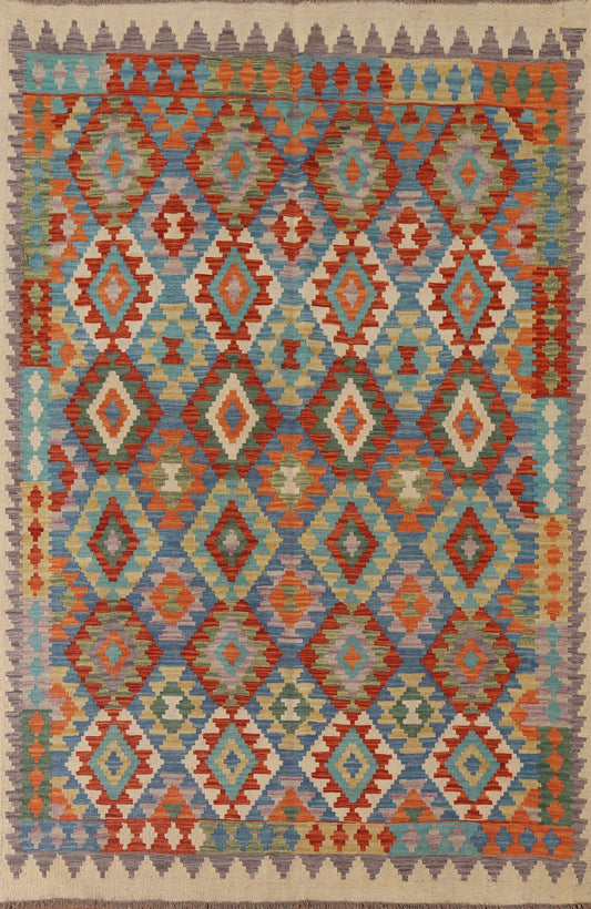 Reversible Wool Kilim Oriental Area Rug 6x8