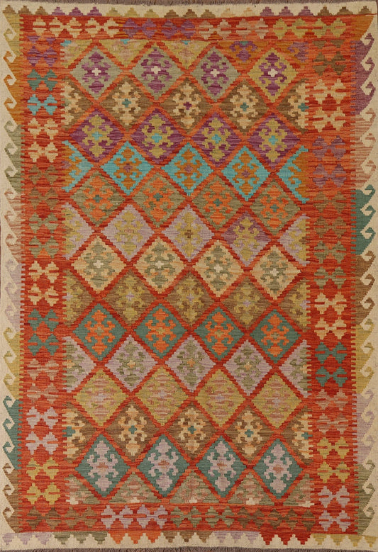 Colorful Reversible Kilim Oriental Area Rug 6x8