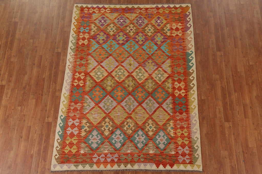 Colorful Reversible Kilim Oriental Area Rug 6x8