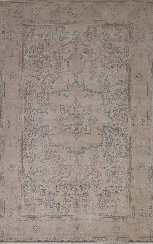 Distressed Muted Tabriz Persian Area Rug 6x9