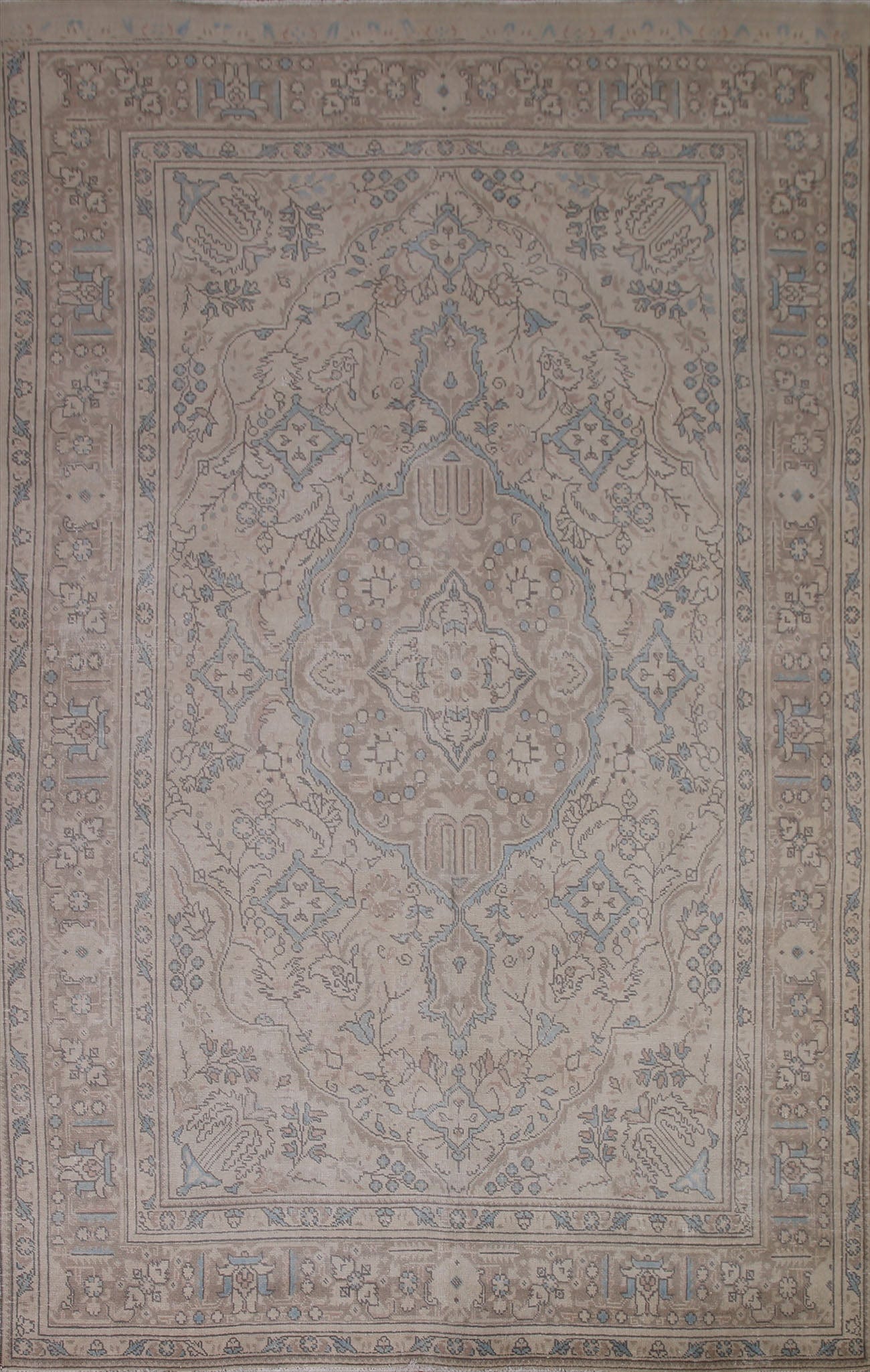 Distressed Muted Tabriz Persian Area Rug 7x10