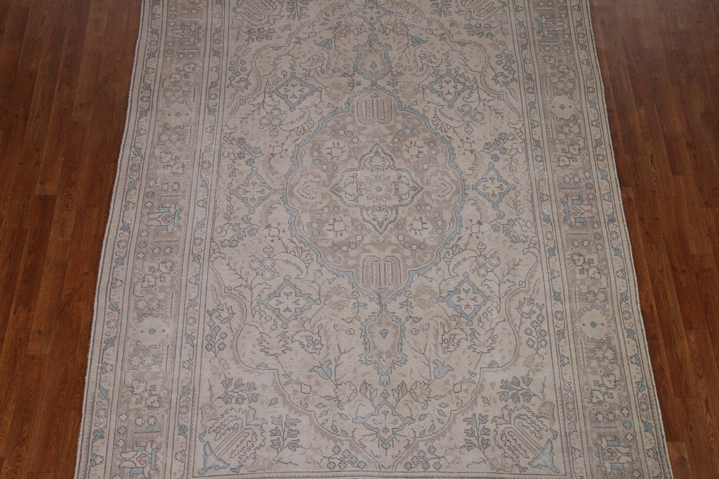 Distressed Muted Tabriz Persian Area Rug 7x10