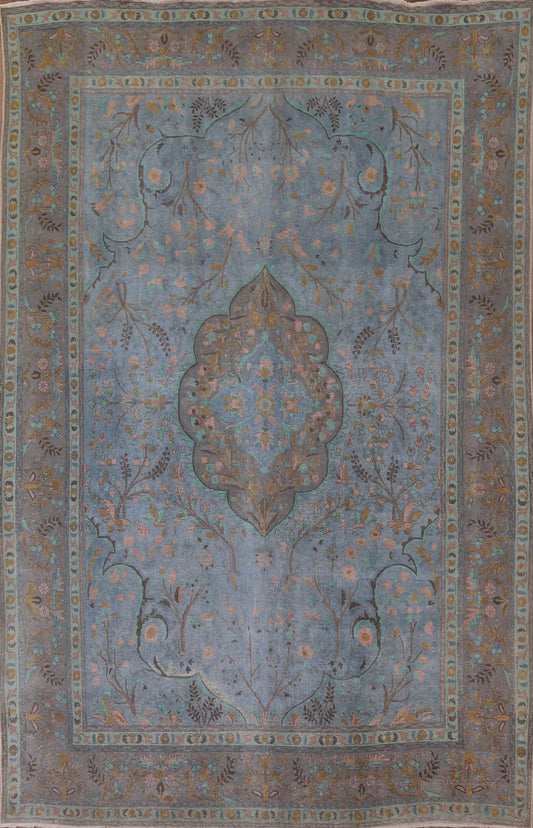 Distressed Over-Dyed Tabriz Persian Area Rug 9x12