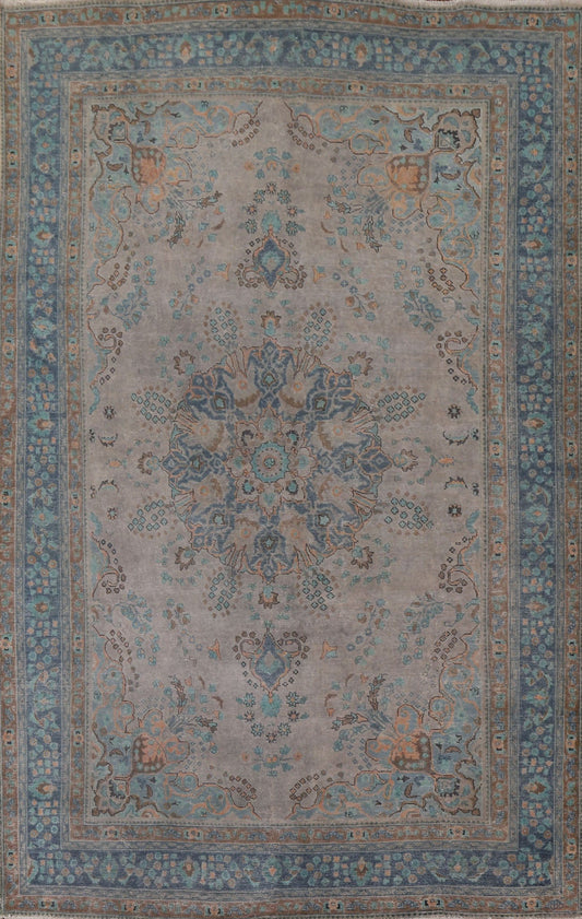 Distressed Over-Dyed Tabriz Persian Area Rug 8x11