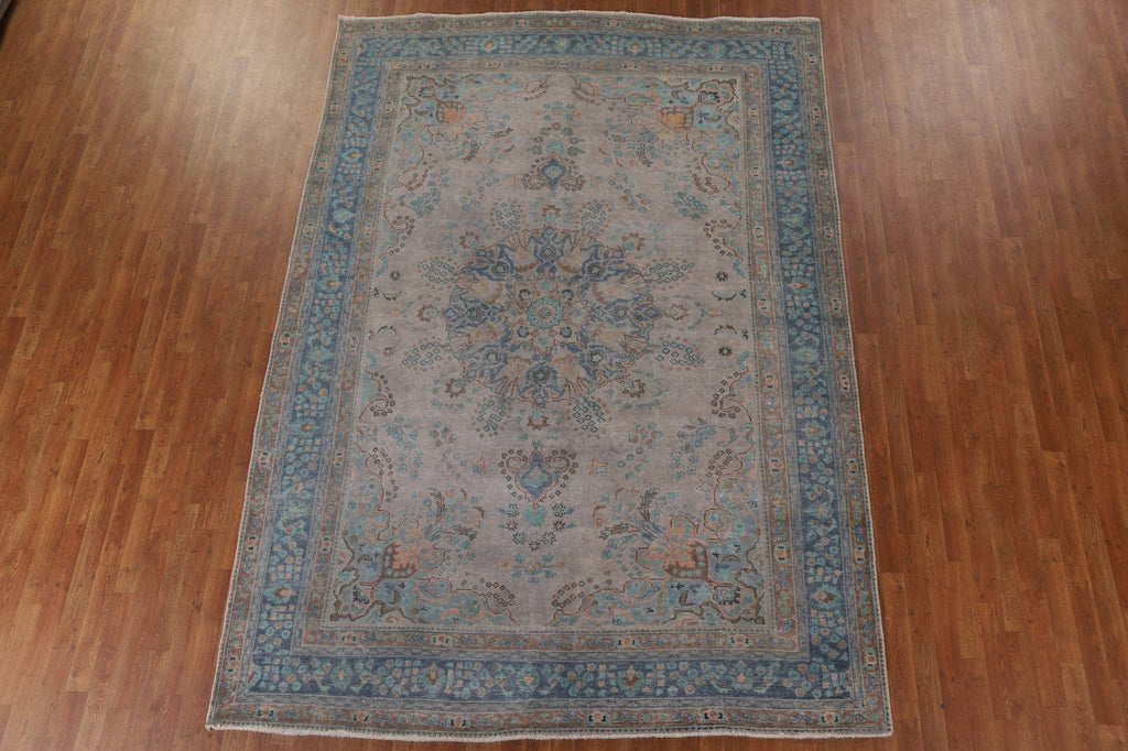 Distressed Over-Dyed Tabriz Persian Area Rug 8x11