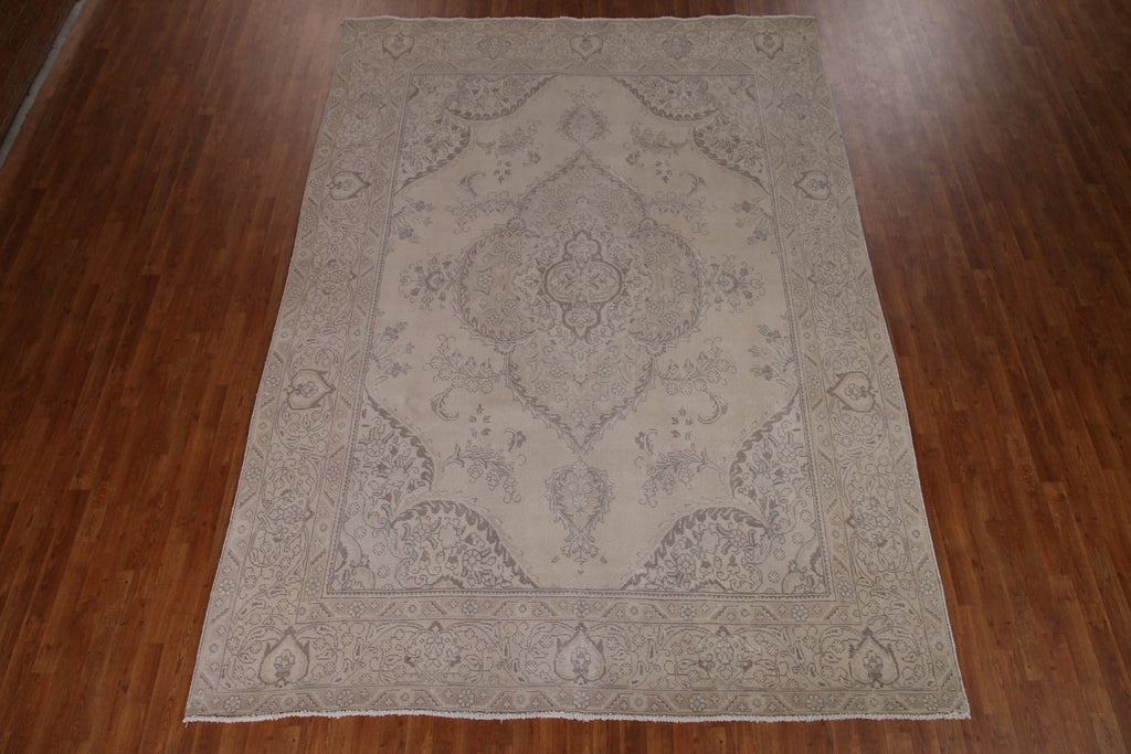 Distressed Floral Tabriz Persian Area Rug 8x11