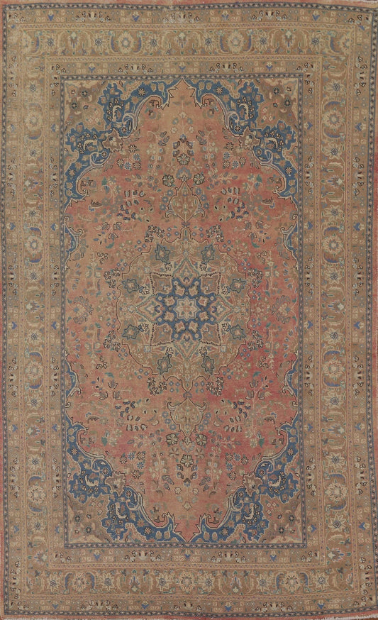 Distressed Vintage Mashad Persian Area Rug 6x10