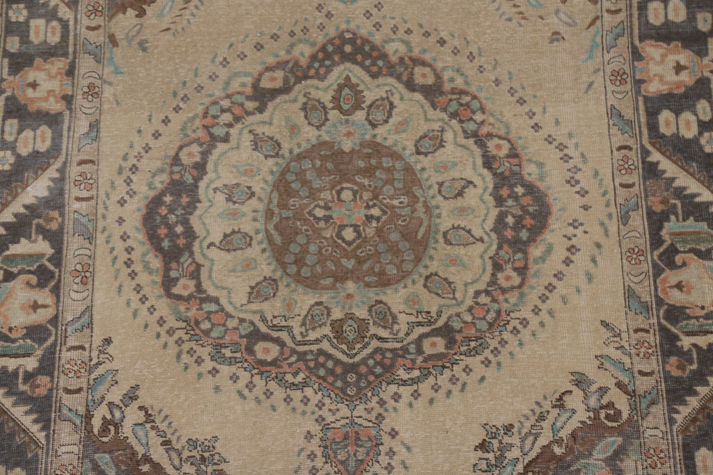 Distressed Wool Tabriz Persian Area Rug 6x9