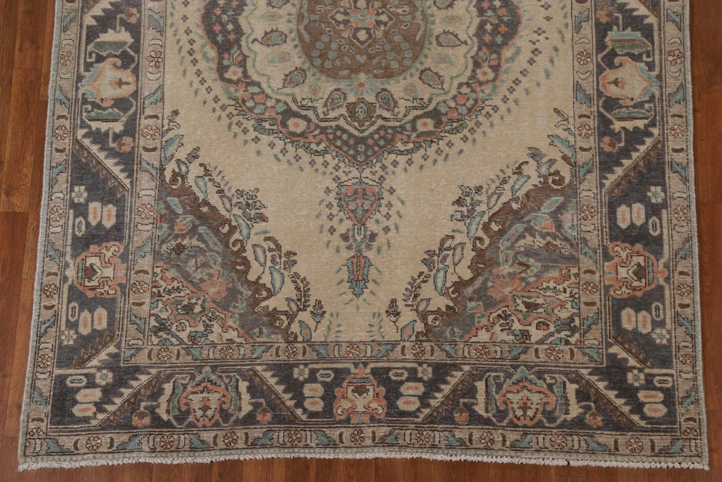 Distressed Wool Tabriz Persian Area Rug 6x9