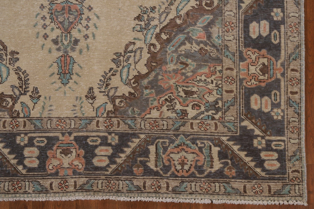 Distressed Wool Tabriz Persian Area Rug 6x9