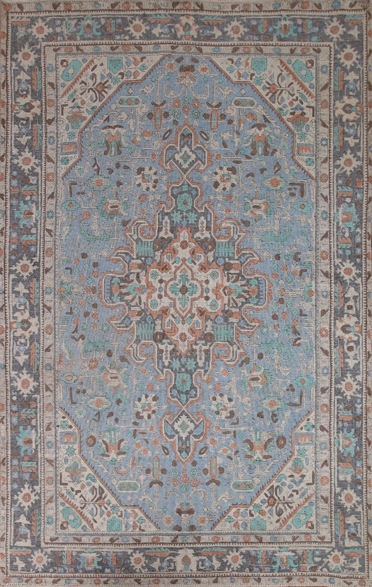 Over-Dyed Distressed Tabriz Persian Area Rug 6x9