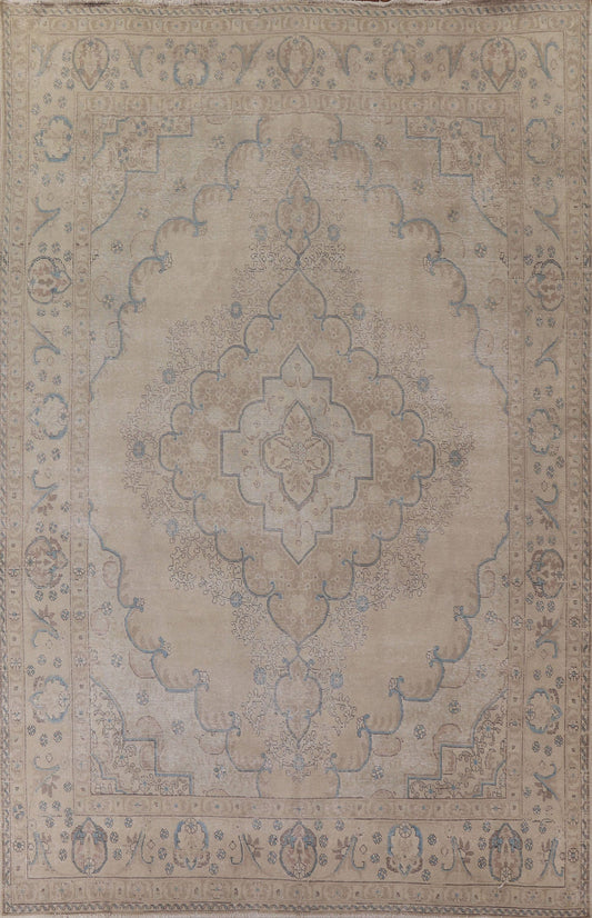 Distressed Muted Tabriz Persian Area Rug 10x13