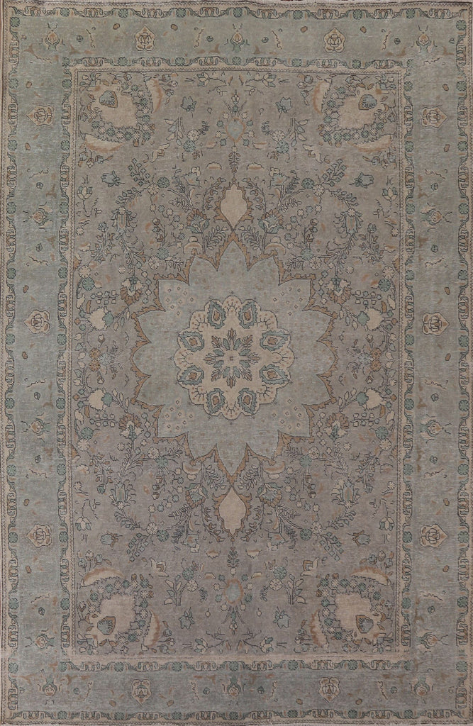 Distressed Vintage Tabriz Persian Area Rug 8x11