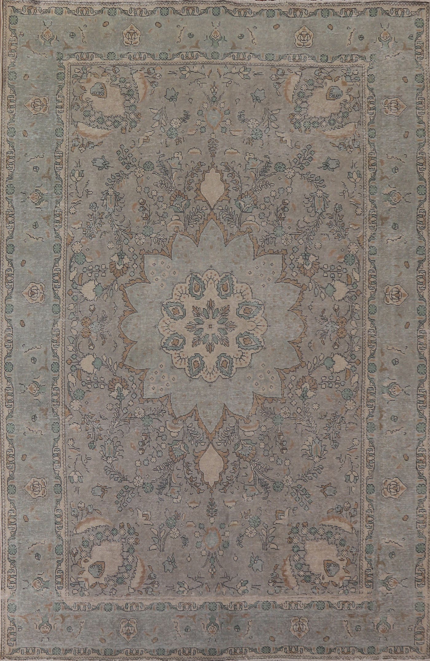 Distressed Vintage Tabriz Persian Area Rug 8x11