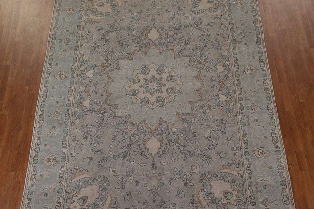 Distressed Vintage Tabriz Persian Area Rug 8x11