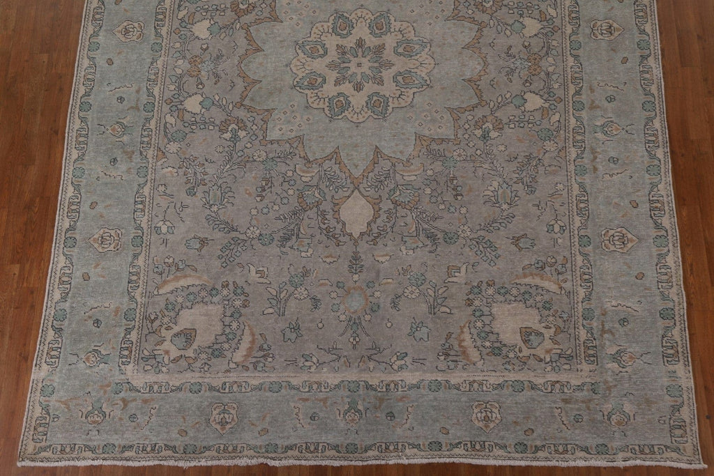 Distressed Vintage Tabriz Persian Area Rug 8x11