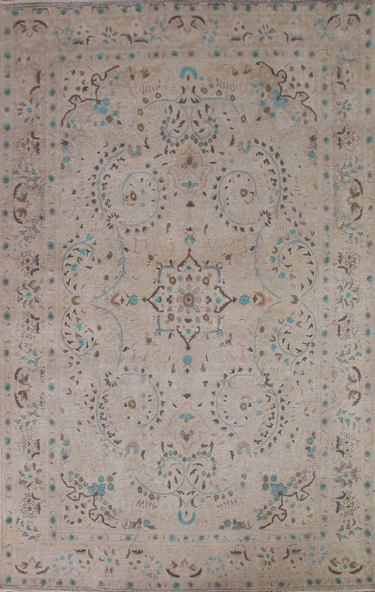 Distressed Tabriz Persian Area Rug 7x10