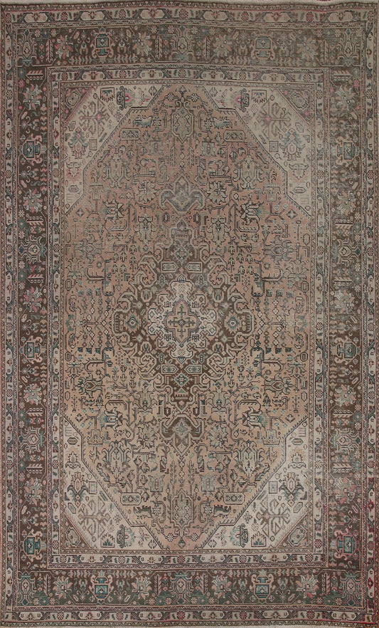 Distressed Geometric Tabriz Persian Area Rug 6x10