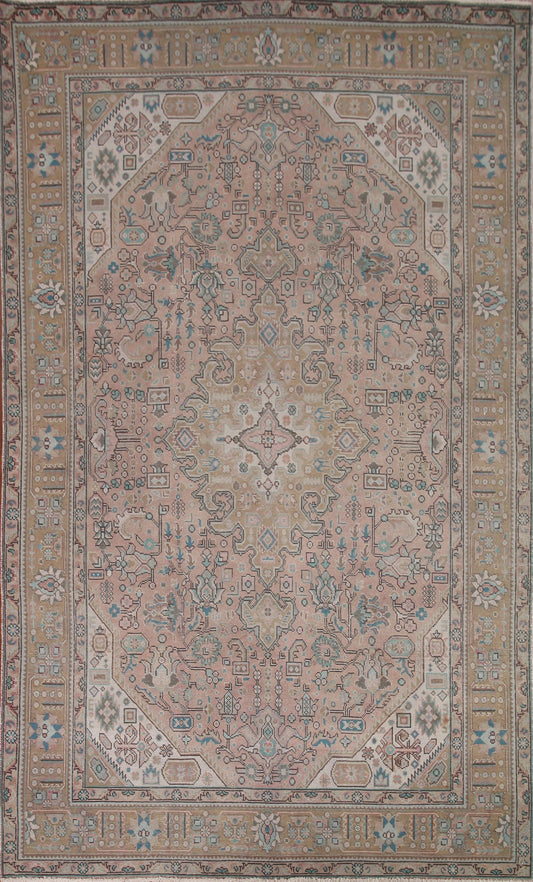 Distressed Pink Tabriz Persian Area Rug 6x10