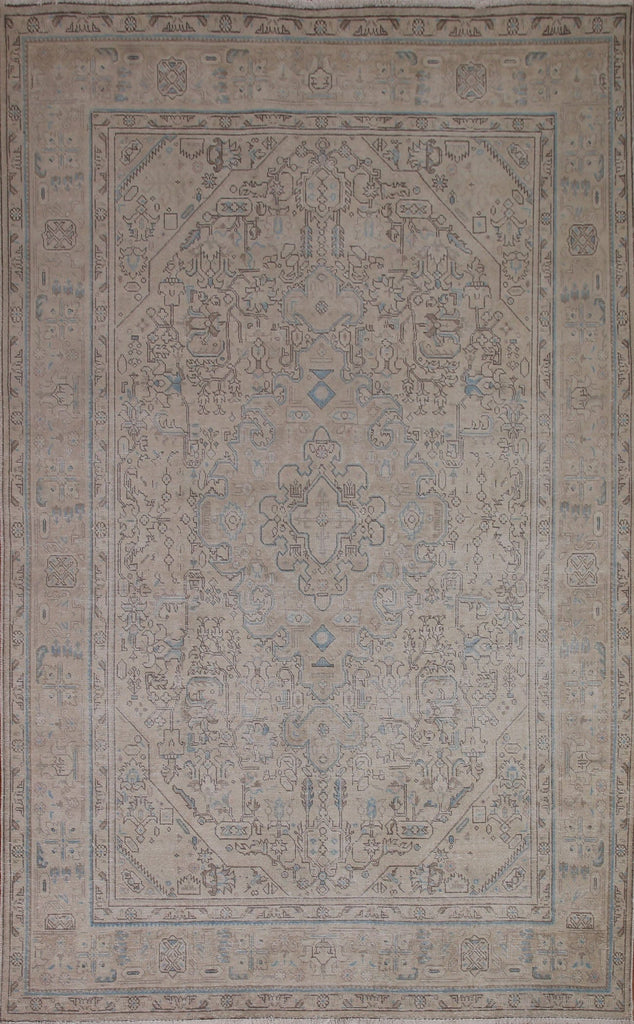 Distressed Muted Tabriz Persian Area Rug 6x9