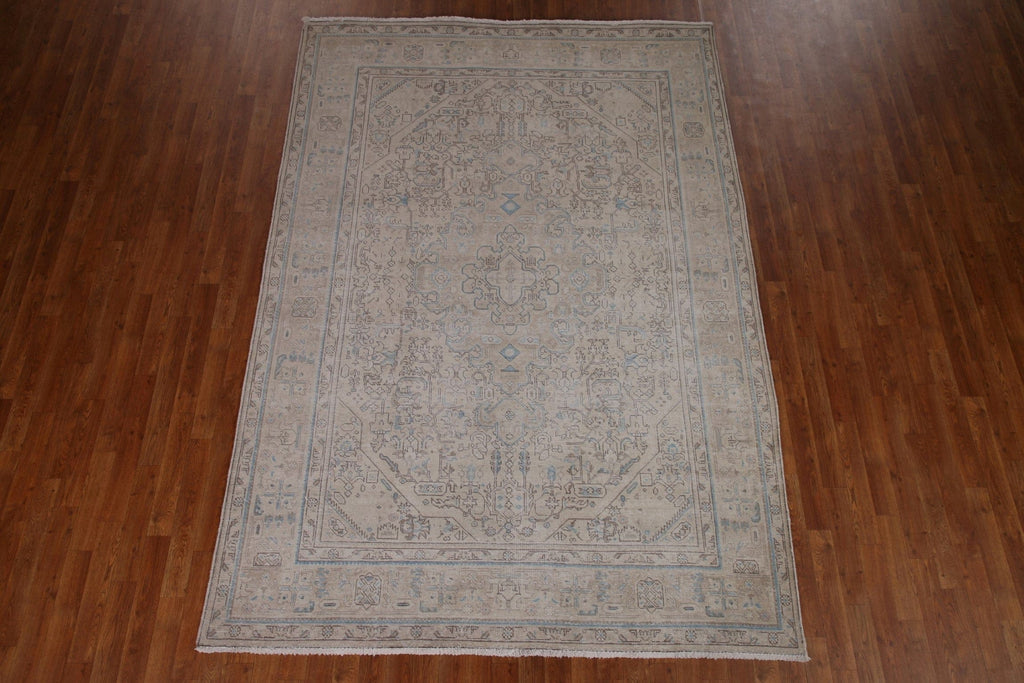 Distressed Muted Tabriz Persian Area Rug 6x9