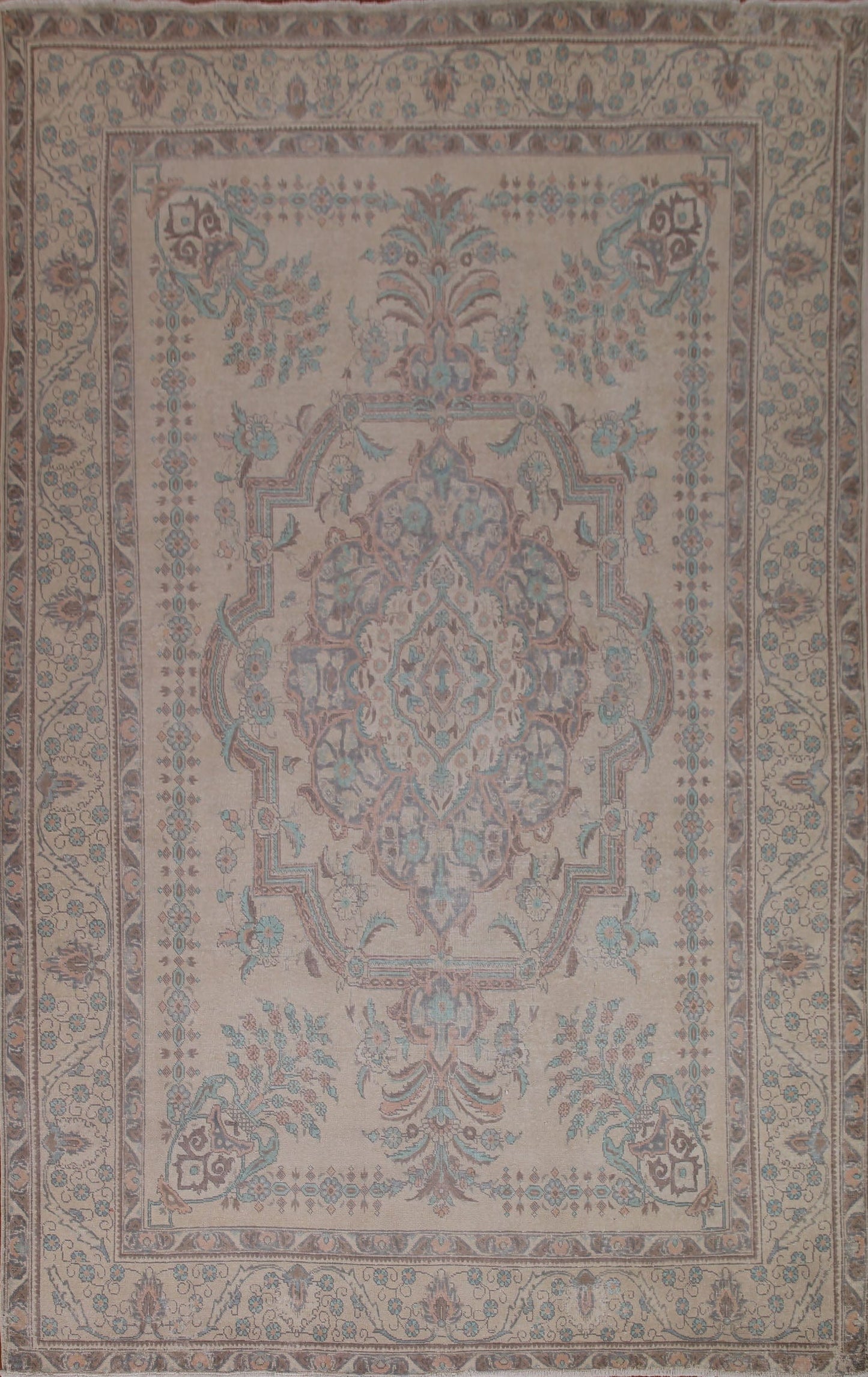 Distressed Wool Tabriz Persian Area Rug 9x13