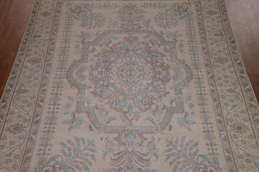 Distressed Wool Tabriz Persian Area Rug 9x13