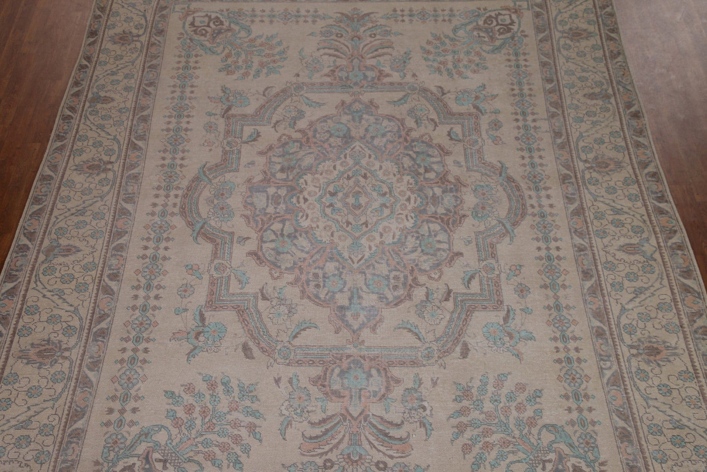 Distressed Wool Tabriz Persian Area Rug 9x13