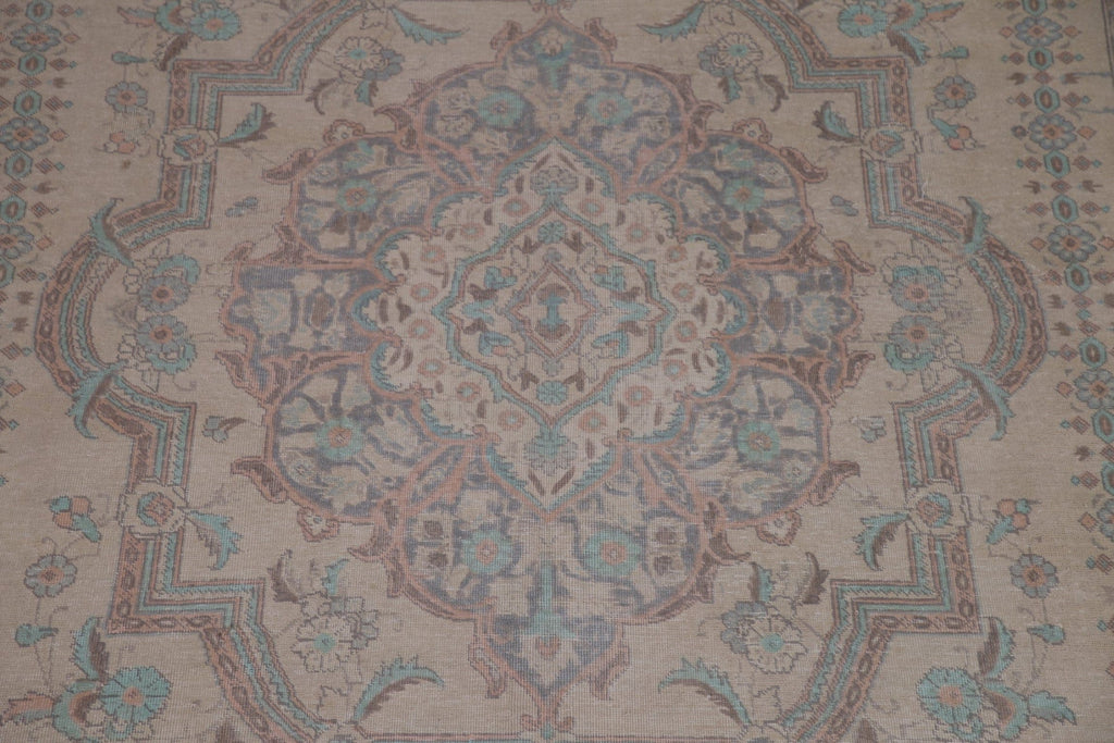 Distressed Wool Tabriz Persian Area Rug 9x13