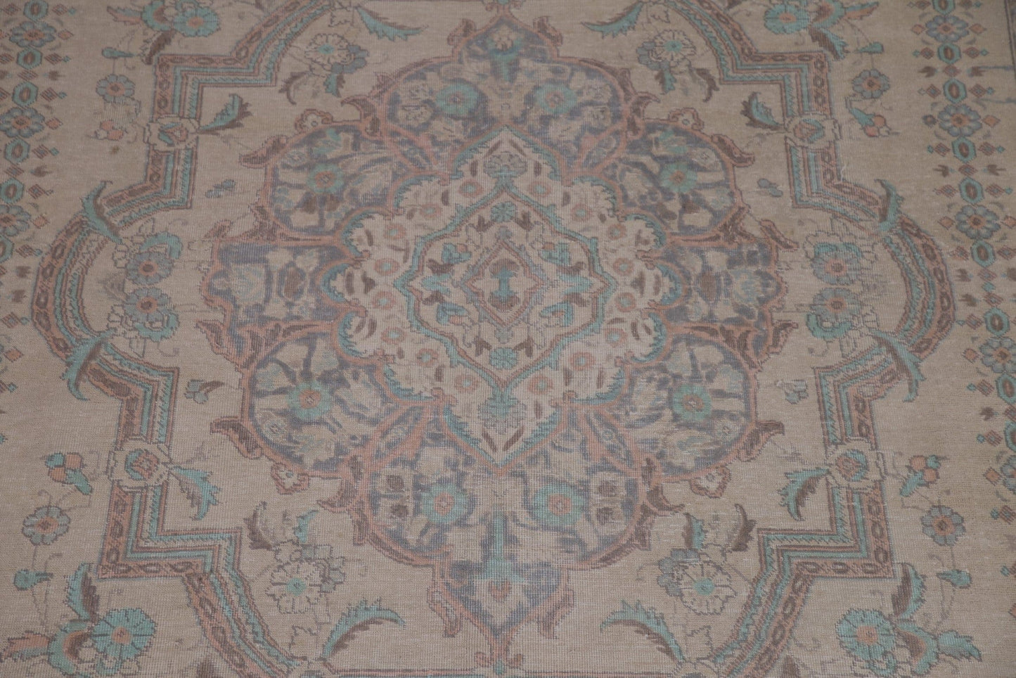 Distressed Wool Tabriz Persian Area Rug 9x13