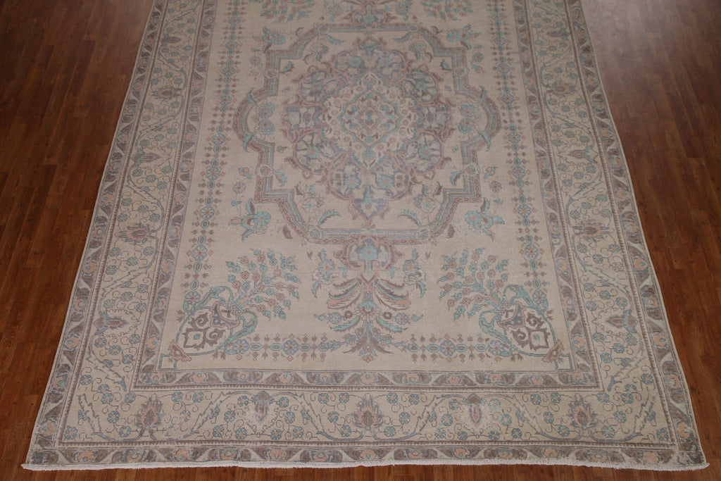 Distressed Wool Tabriz Persian Area Rug 9x13