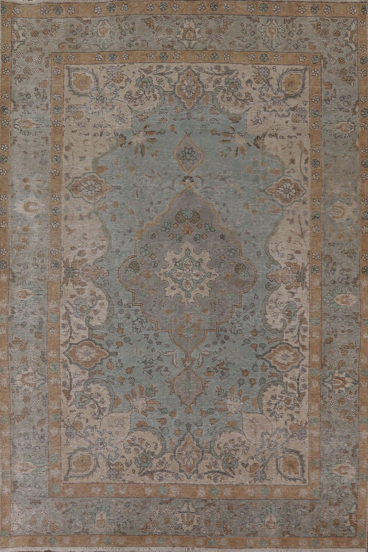 Distressed Over-Dyed Tabriz Persian Area Rug 7x10