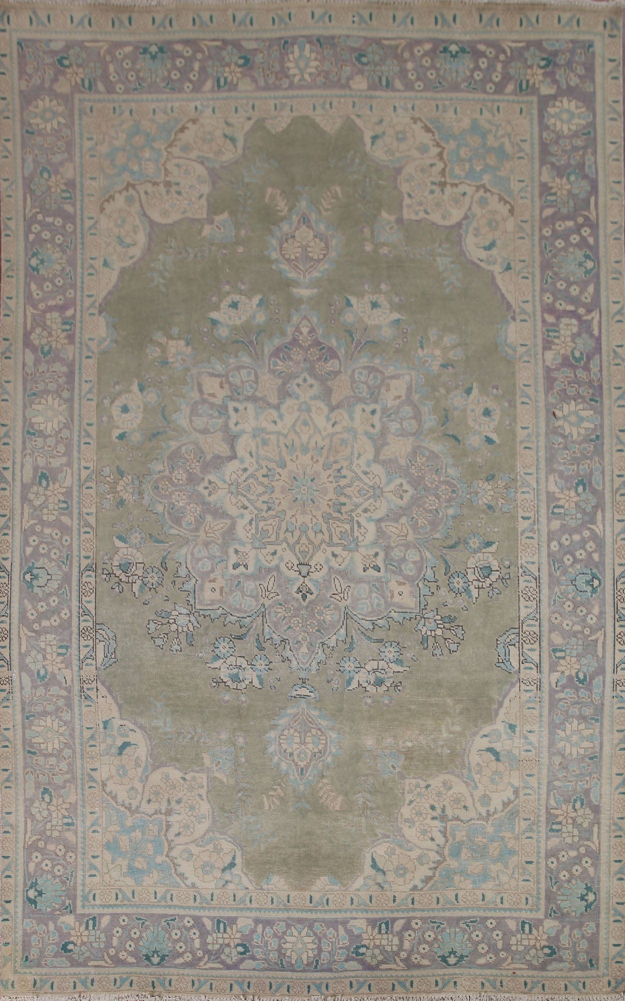 Green Tabriz Persian Area Rug 6x9