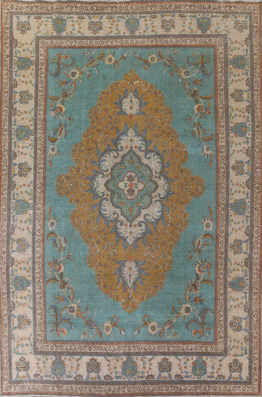 Turquoise Tabriz Persian Area Rug 10x13