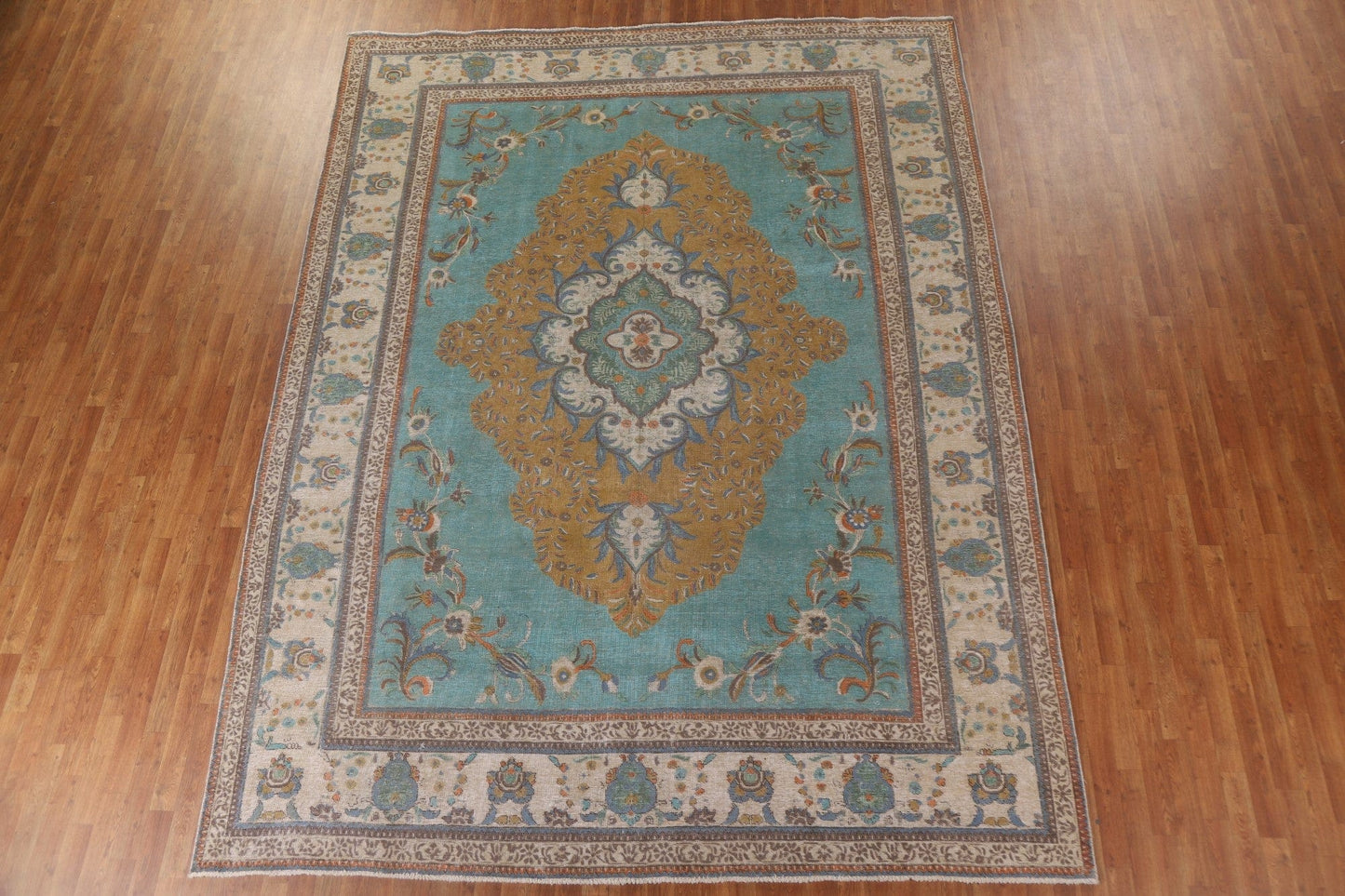 Turquoise Tabriz Persian Area Rug 10x13