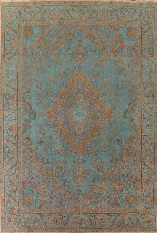 Turquoise Tabriz Persian Area Rug 10x13