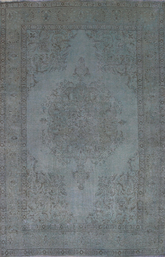 Green & Blue Tabriz Persian Area Rug 7x10