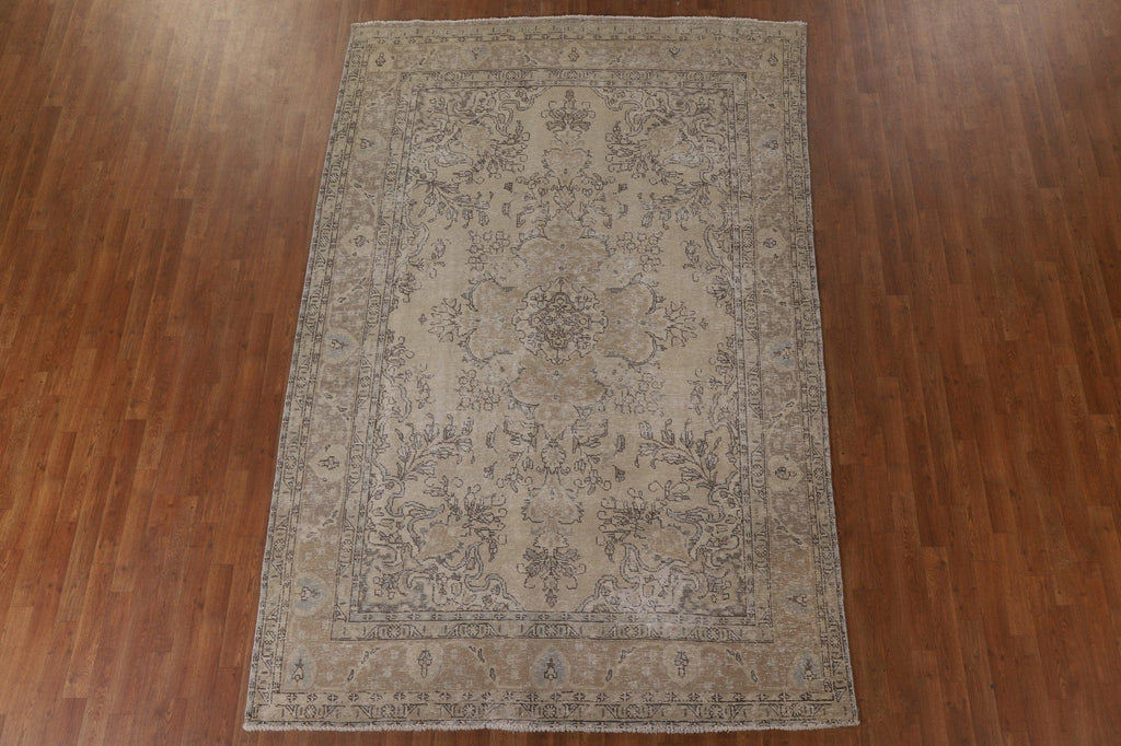 Distressed Tabriz Persian Area Rug 7x10