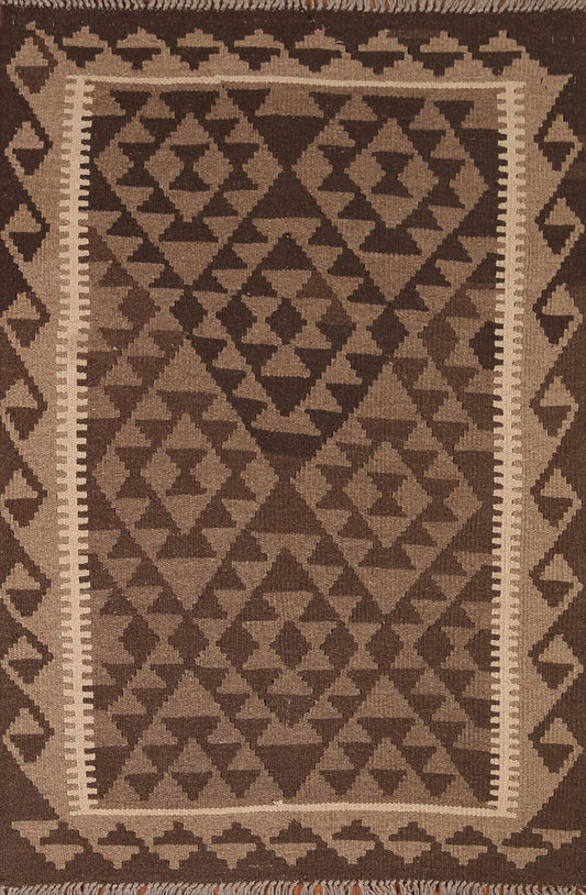 Geometric Kilim Reversible Wool Area Rug 3x5