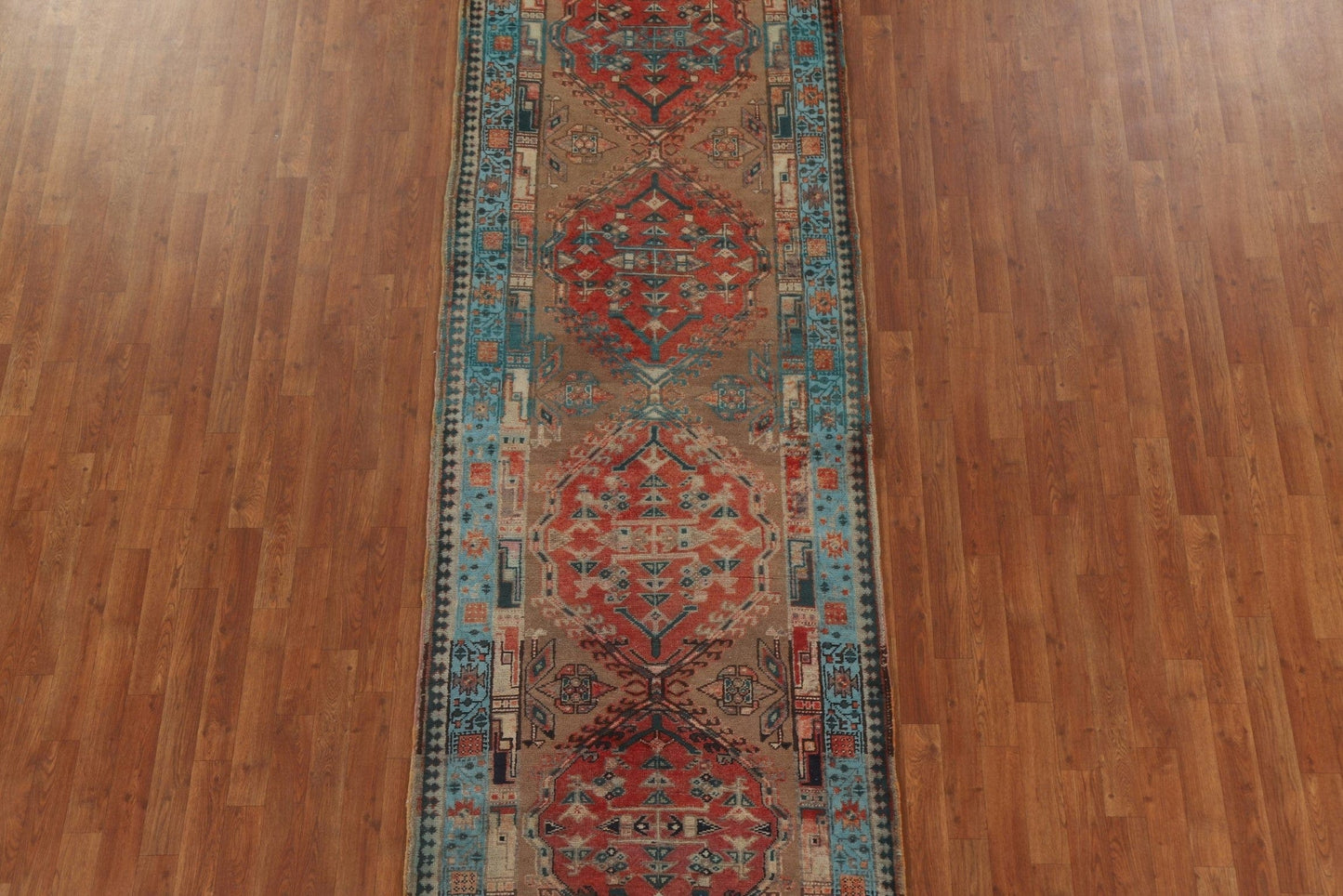 Brown Wool Ardebil Persian Runner Rug 4x11