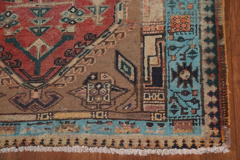 Brown Wool Ardebil Persian Runner Rug 4x11