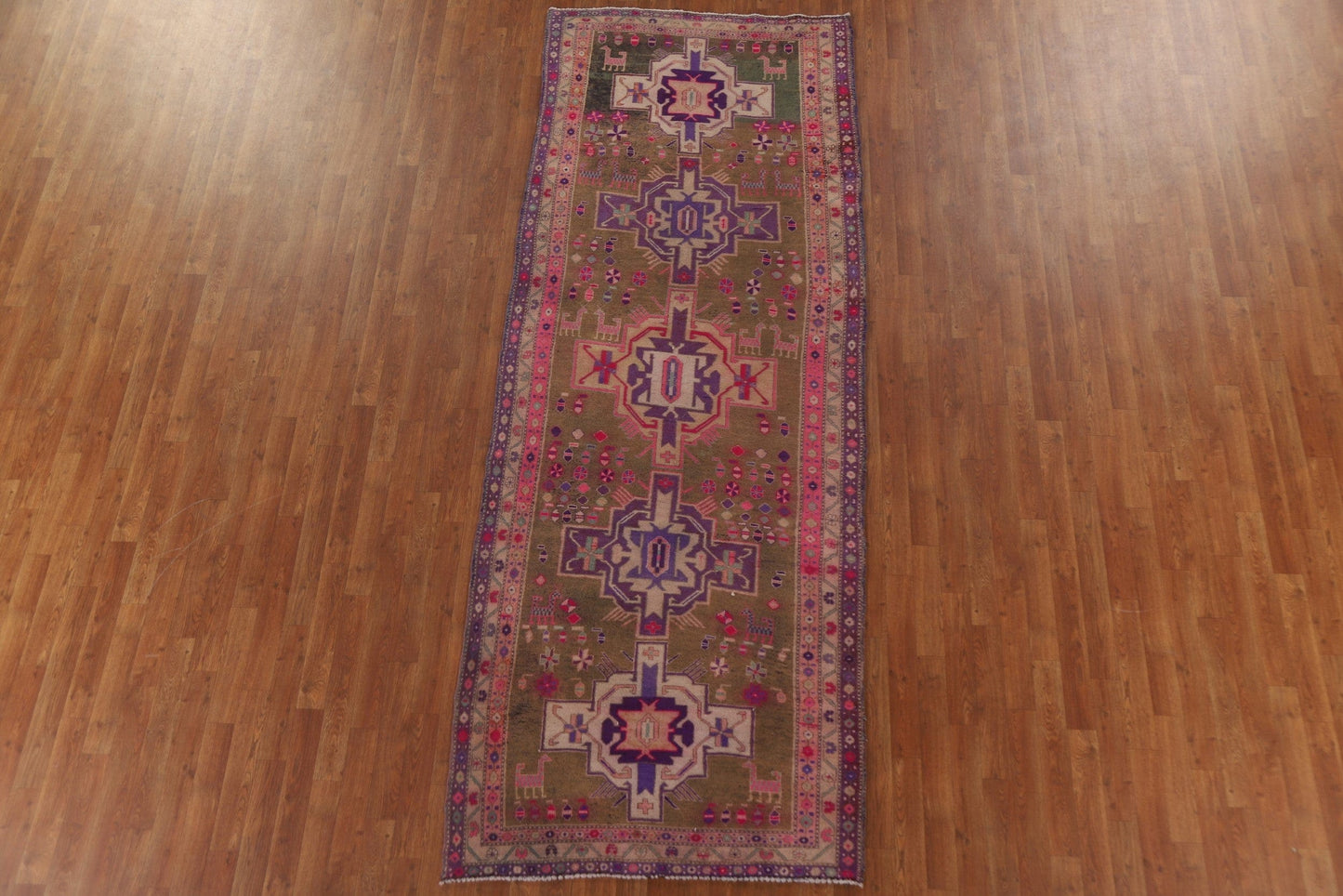 Vintage Meshkin Persian Runner Rug 4x11