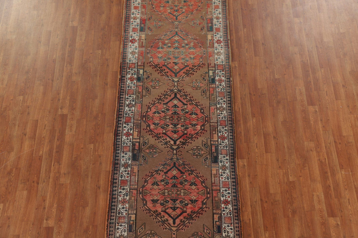 Wool Brown Meshkin Persian Runner Rug 4x11