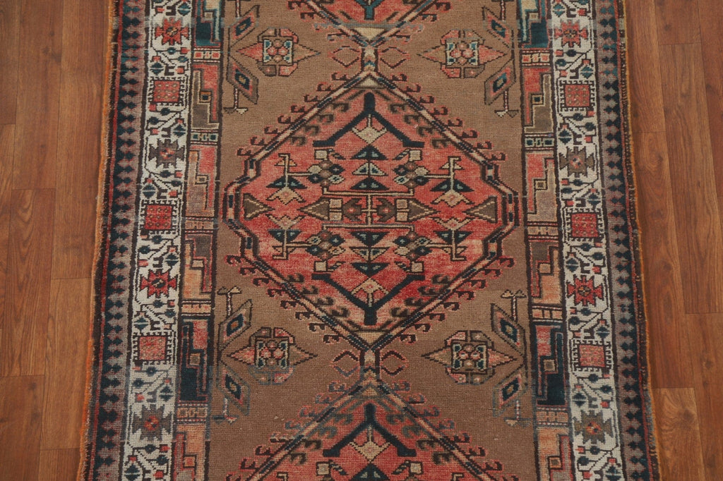 Wool Brown Meshkin Persian Runner Rug 4x11